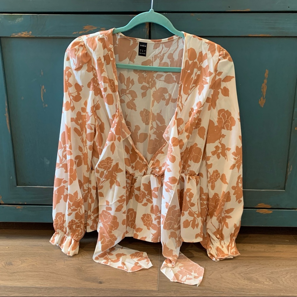 Shein Floral Tie Top